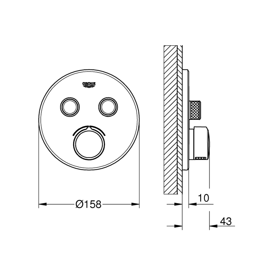 GROHE 29145000 - Dæksel til indbygningsbatteri SMARTCONTROL, blank krom