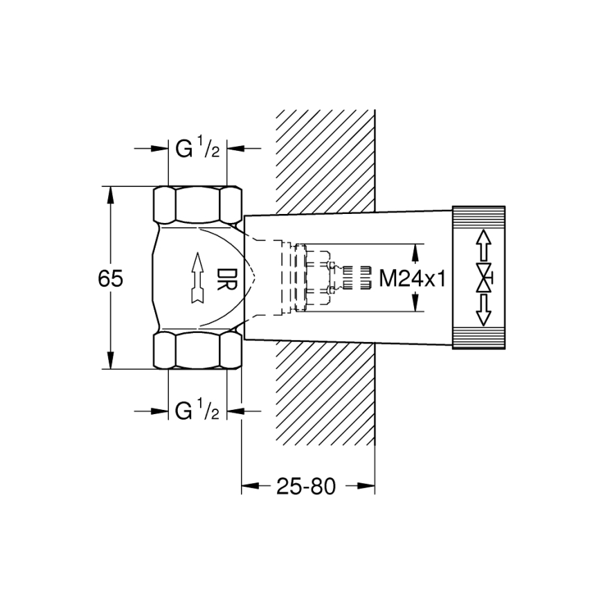 GROHE 29800000 - Bundstykke til indbygningsventil DN 15, messing
