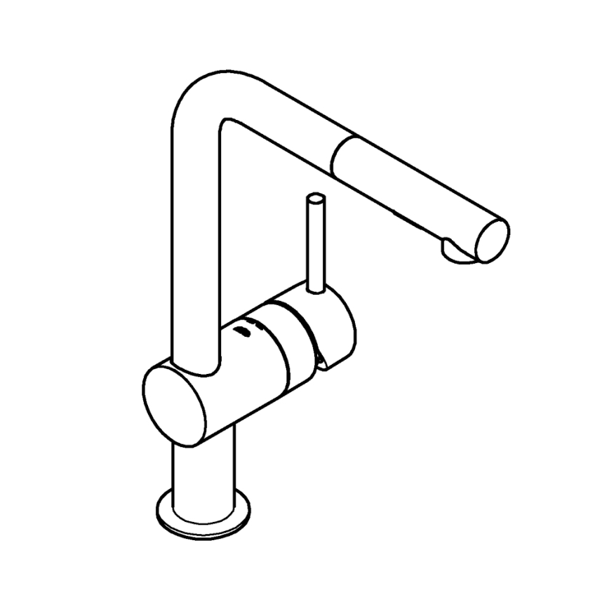 GROHE 30274000 - Køkkenarmatur med L-udløb, blank krom