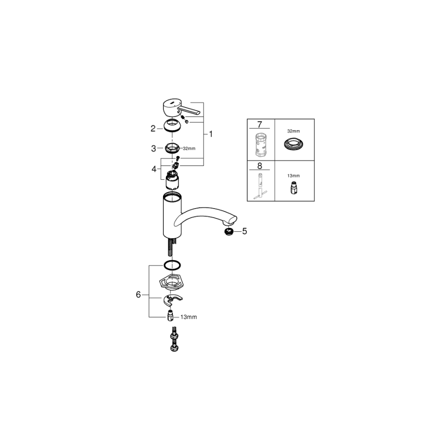 GROHE 30358000 - Køkkenarmatur SWIFT 227 mm, poleret krom