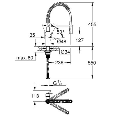 GROHE 30361000 - Køkkenarmatur GET 455 mm blank krom