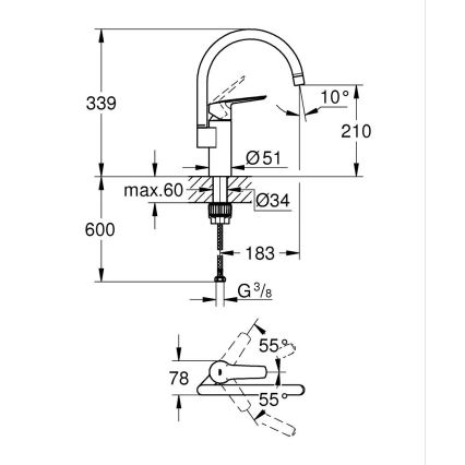 GROHE 304692430 - Køkkenarmatur START 339 mm sort
