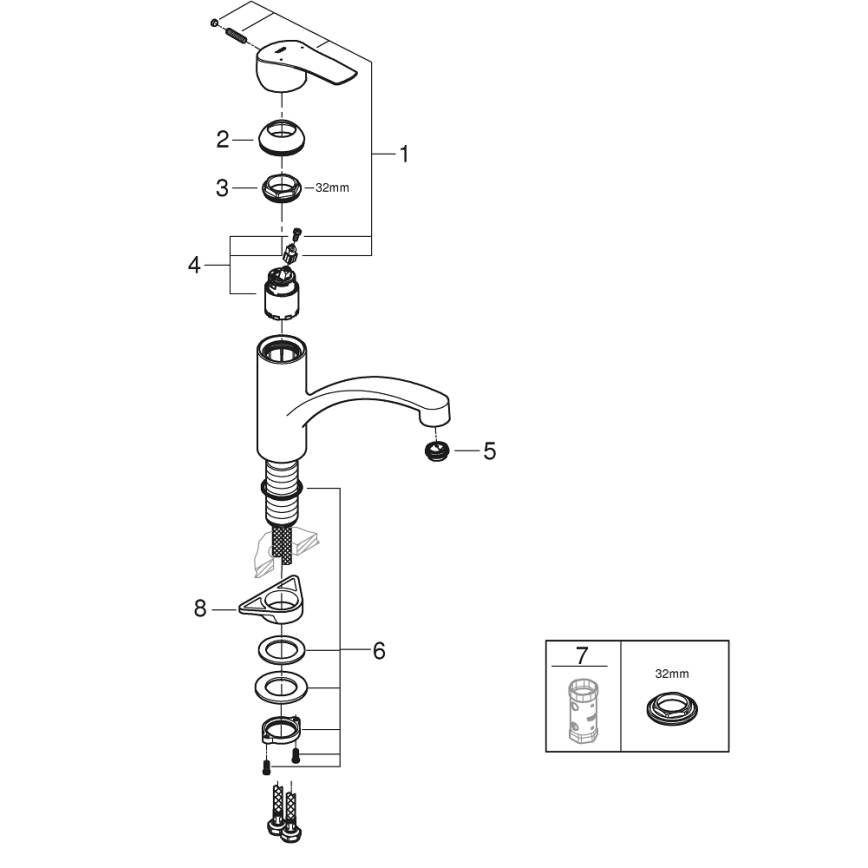 GROHE 305302432 - Køkkenarmatur START 184 mm sort