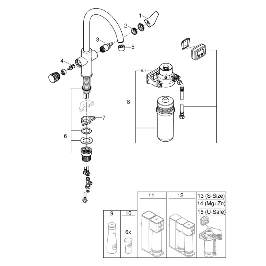 GROHE 30593000 - Køkkenarmatur BLUE PURE C-udløb, poleret krom