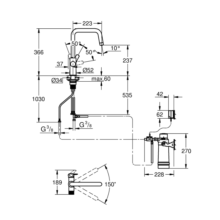 GROHE 30594000 - Køkkenarmatur BLUE PURE Start med Ultrasafe filterfunktion i krom