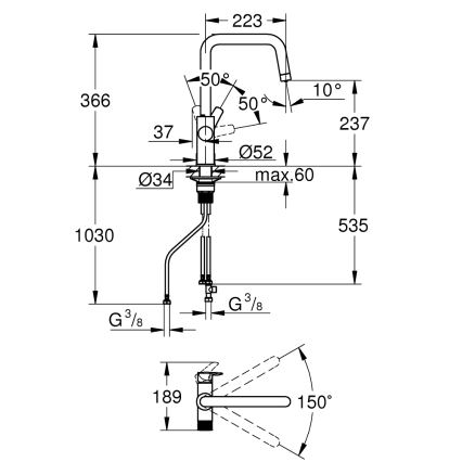 GROHE 30595DC0 - BLUE PURE køkkenarmatur i rustfrit stål