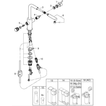 GROHE 30601000 - Køkkenarmatur BLUE PURE A med udtrækbar tud, poleret krom