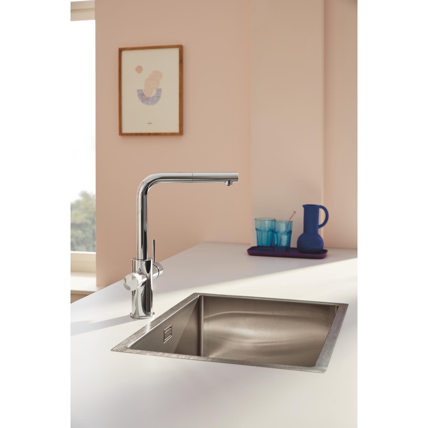 GROHE 30601000 - Køkkenarmatur BLUE PURE A med udtrækbar tud, poleret krom