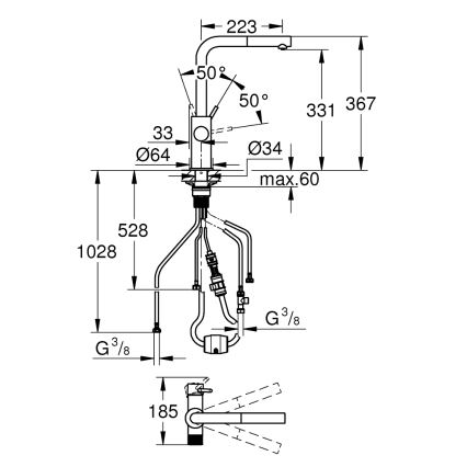 GROHE 30601DC0 - Køkkenarmatur BLUE PURE med udtrækkeligt mundstykke i rustfrit stål