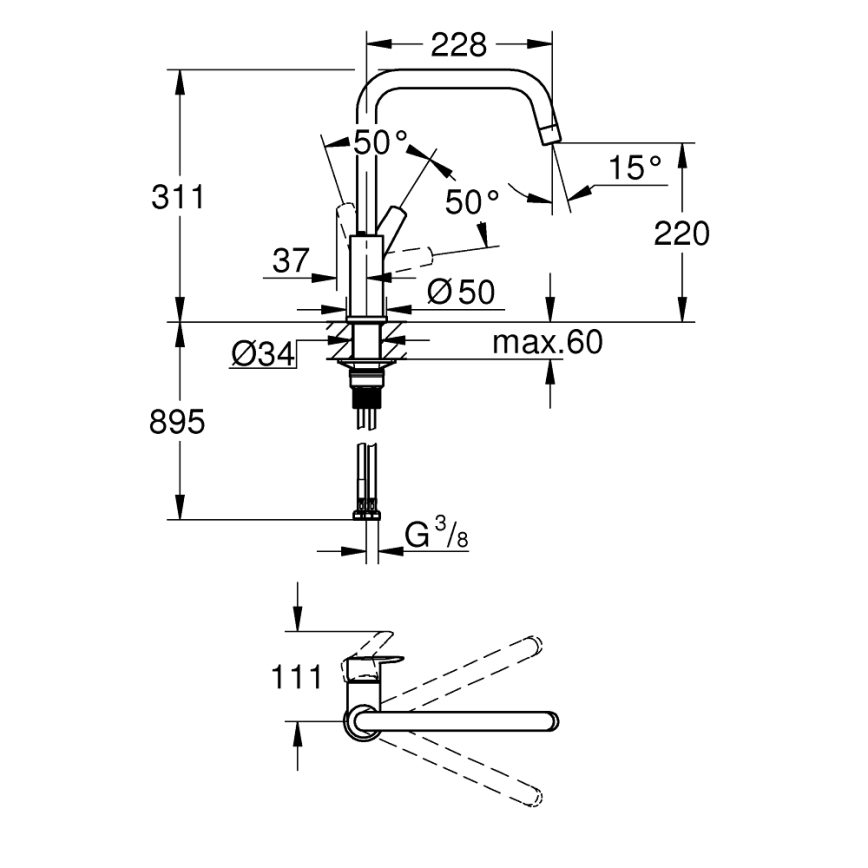 GROHE 30630000 - Køkkenarmatur START 311 mm poleret krom