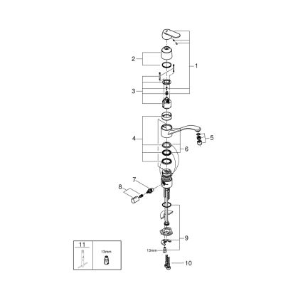 GROHE 31161000 - Køkkenarmatur EUROSMART COSMOPOLITAN 140° poleret krom
