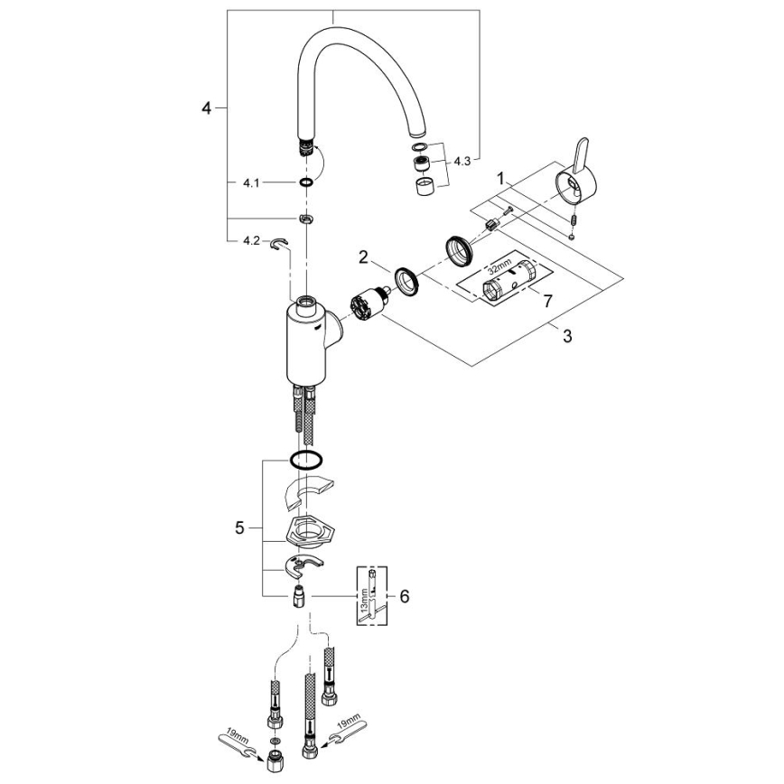 GROHE 31180000 - EUROSMART COSMOPOLITAN køkkenarmatur, blank krom