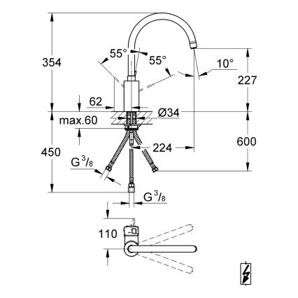 GROHE 31180000 - EUROSMART COSMOPOLITAN køkkenarmatur, blank krom