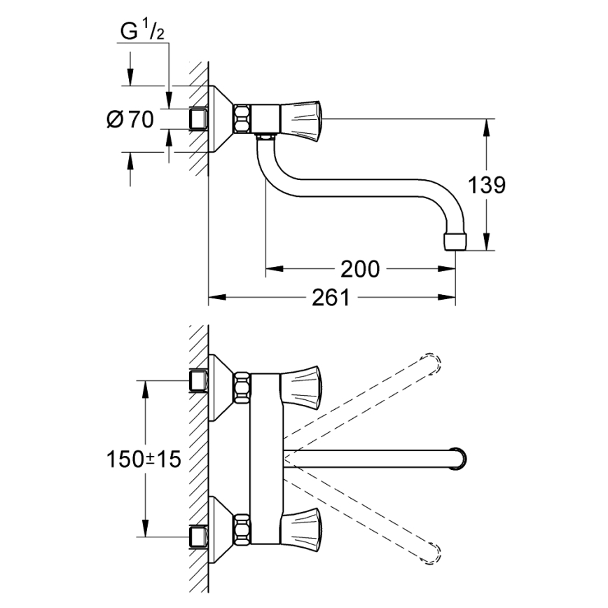 GROHE 31187001 - Vægmonteret køkkenarmatur COSTA L 200 mm poleret krom