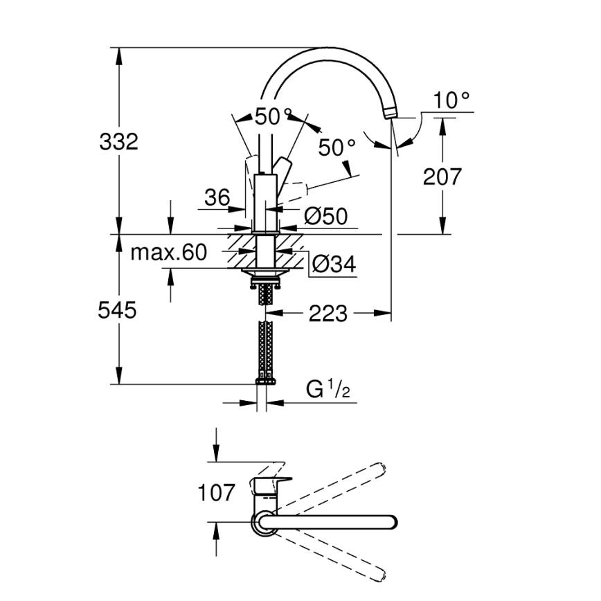 GROHE 31233001 - Køkkenarmatur START poleret krom