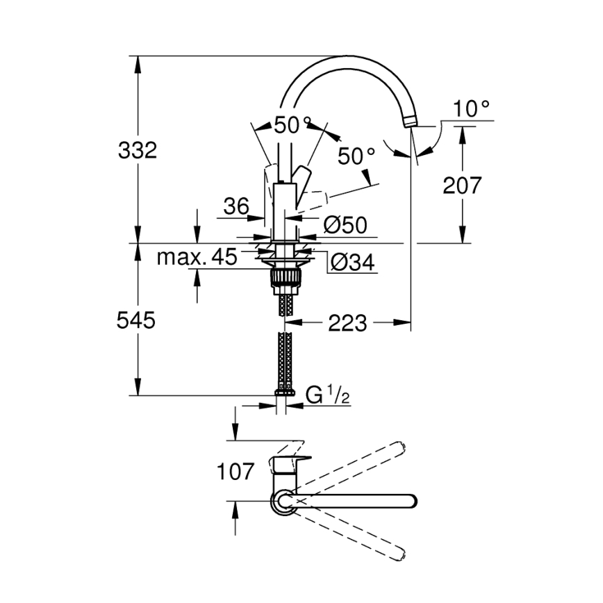 GROHE 31233001 - Køkkenarmatur START poleret krom