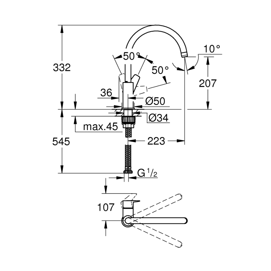 GROHE 31233001 - Køkkenarmatur START poleret krom
