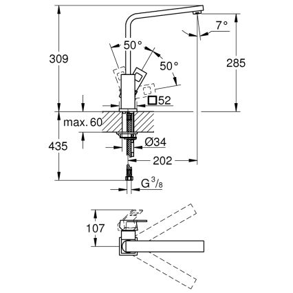 GROHE 31255000 - Køkkenarmatur EUROCUBE poleret krom