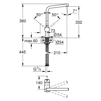 GROHE 31375000 - Køkkenarmatur A 360 mm, poleret krom