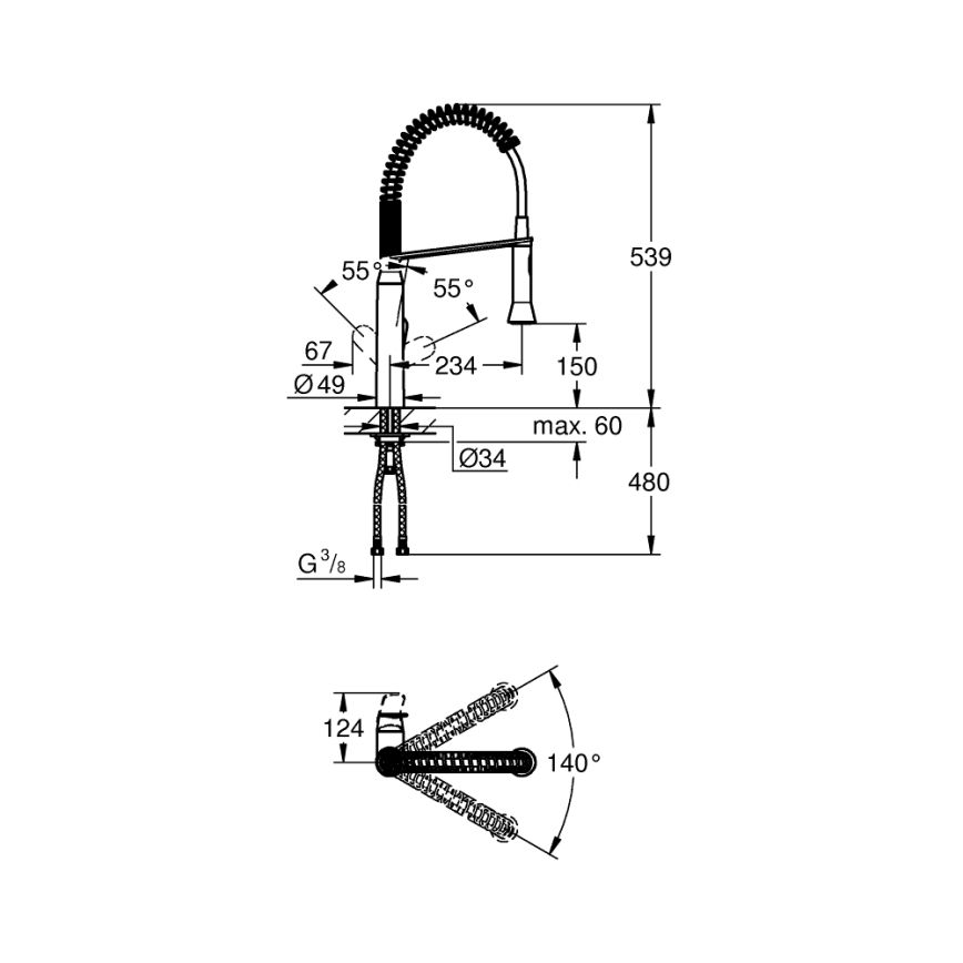 GROHE 31379000 - Køkkenarmatur K7 G12” i poleret krom