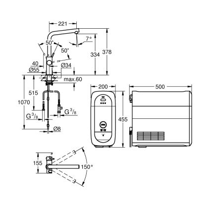 GROHE 31454001 - Køkkenarmatur BLUE HOME, L-udløb, poleret krom