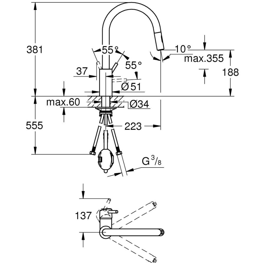 GROHE 31483DC2 - Køkkenarmatur CONCETTO i rustfrit stål