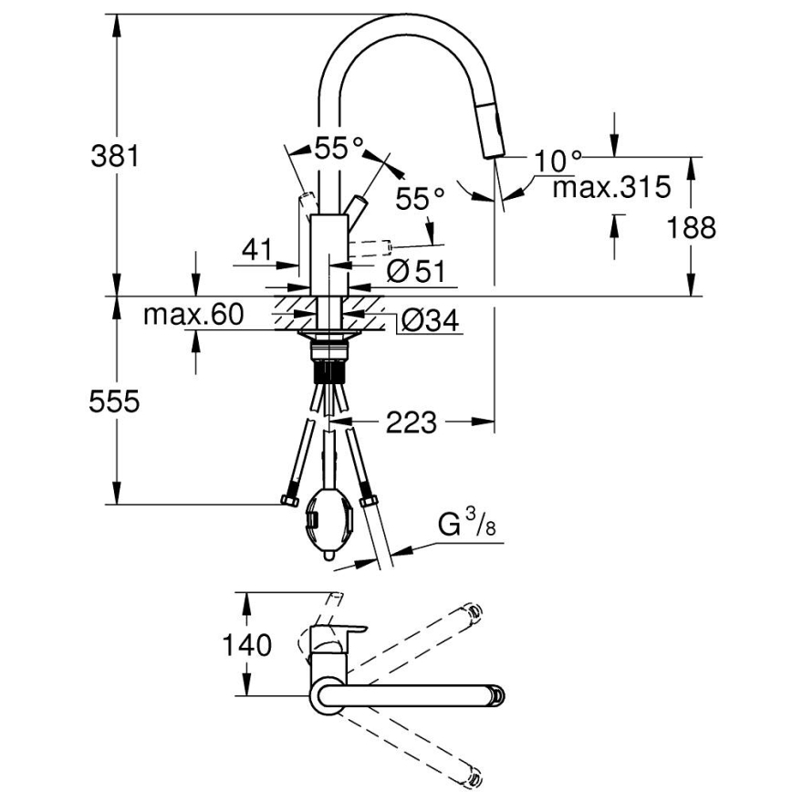 GROHE 31486DC1 - FEEL køkkenarmatur i rustfrit stål