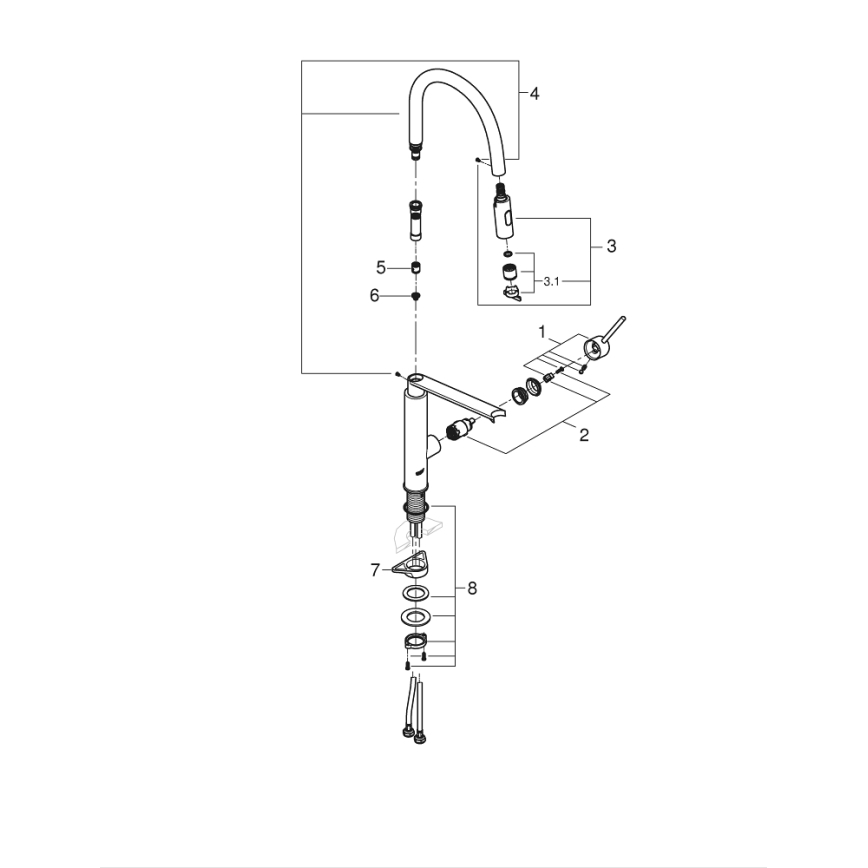 GROHE 31491DC0 - Vaskebatteri CONCETTO DN 15 i rustfrit stål