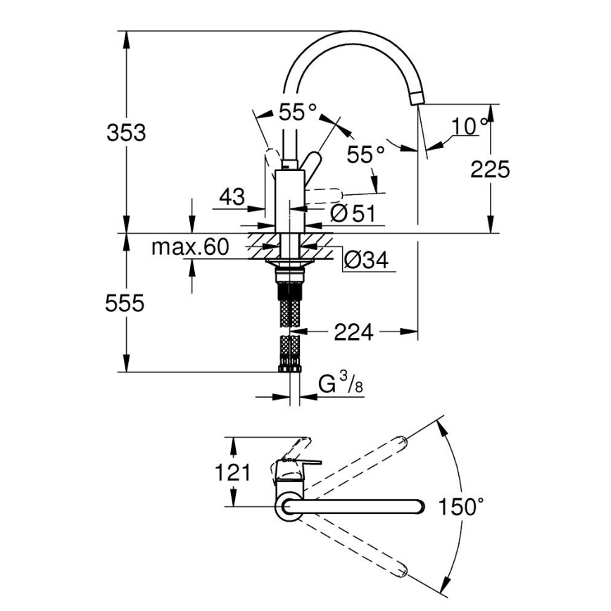 GROHE 31494001 - GET køkkenarmatur i blank krom