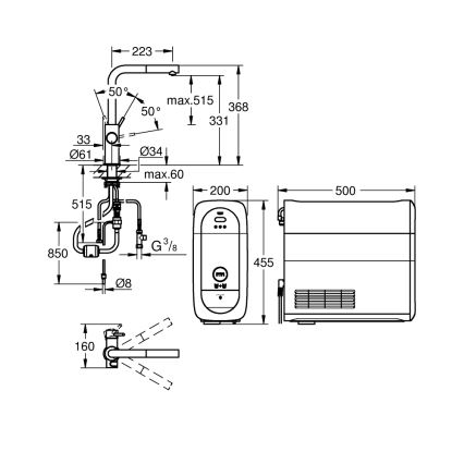 GROHE 31539000 - BLUE HOME køkkenarmatur med L-tud, blank krom