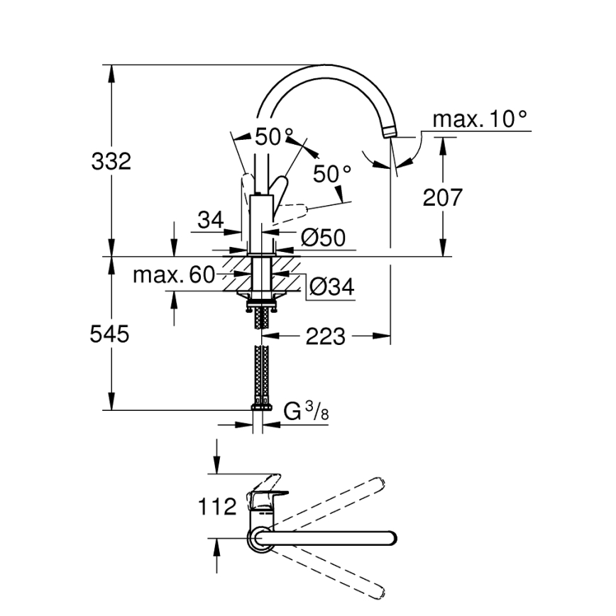 GROHE 31554001 - Køkkenarmatur START CURVE i poleret krom