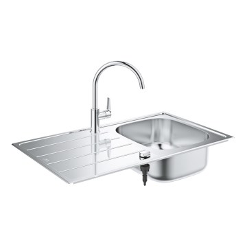GROHE 31562SD1 - Sæt med køkkenvask og armatur BAU 860 x 500 mm i rustfrit stål