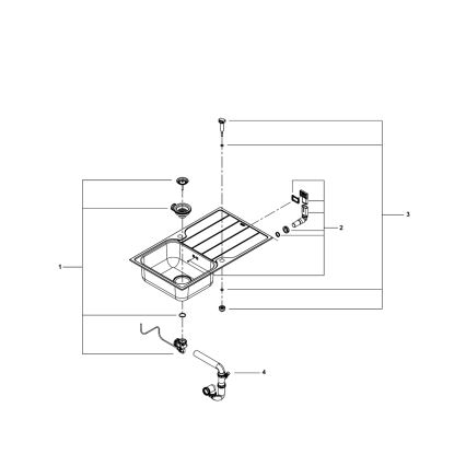 GROHE 31573SD1 - Komplet sæt med K500 køkkenvask med afdrypningsplade og køkkenarmatur A 86×50 cm rustfrit stål