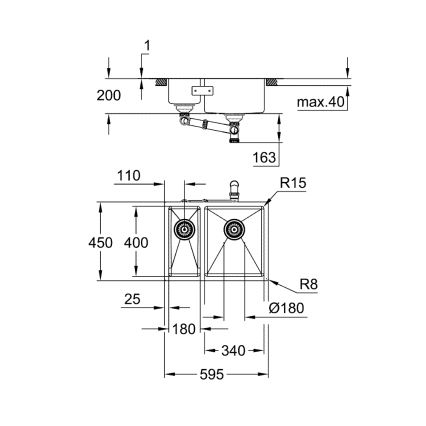 GROHE 31576SD1 - Køkkenvask K700U 595 × 450 mm i rustfrit stål