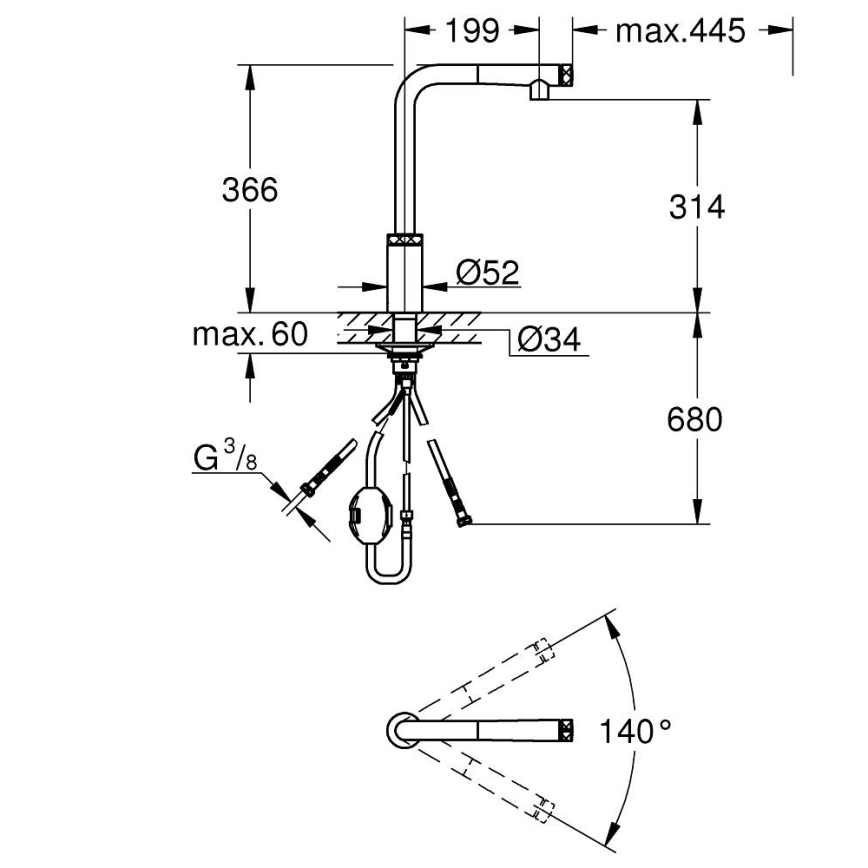 GROHE 31613000 - Køkkenarmatur A SmartControl 314 mm blank krom