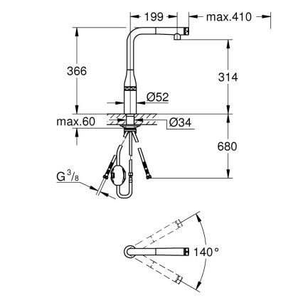 GROHE 31615000 - Køkkenarmatur ESSENCE SMARTCONTROL 366 mm poleret krom