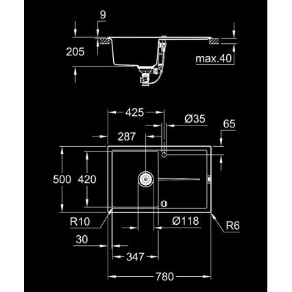 GROHE 31639AP0 - Køkkenvask K400 780 × 500 mm sten/sort