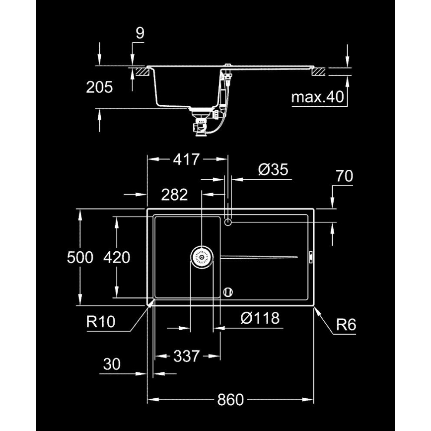 GROHE 31640AP0 - Kompositkøkkenvask K400 860 × 500 mm sort