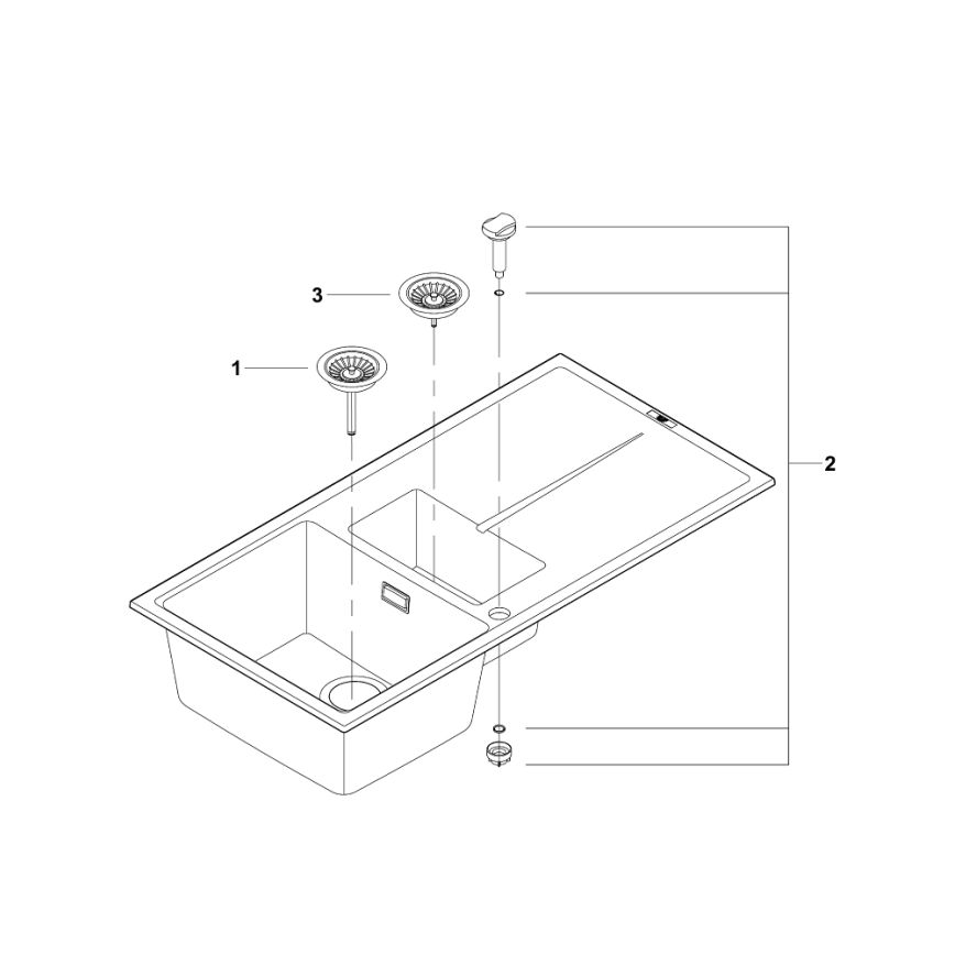 GROHE 31642AP0 - Vask K400 1000 × 500 mm granit/sort