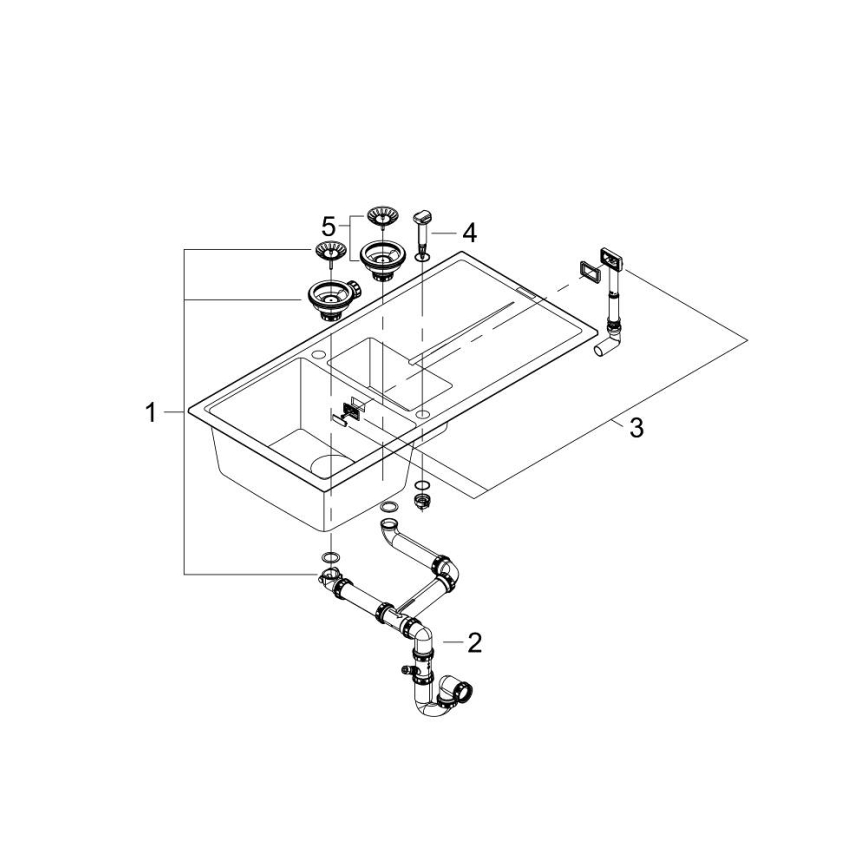 GROHE 31642AP0 - Vask K400 1000 × 500 mm granit/sort