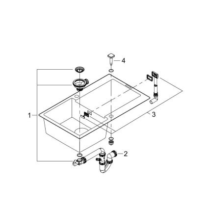 GROHE 31644AP0 - Køkkenvask K500 860 × 500 mm granit/sort