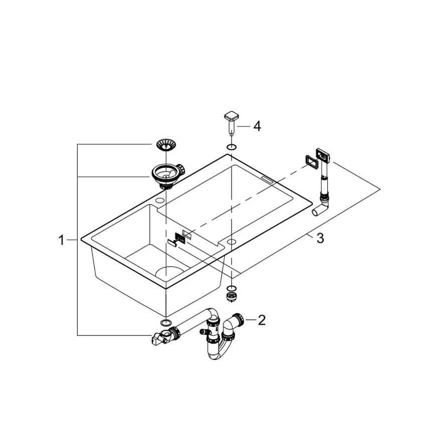 GROHE 31644AP0 - Køkkenvask K500 860 × 500 mm granit/sort