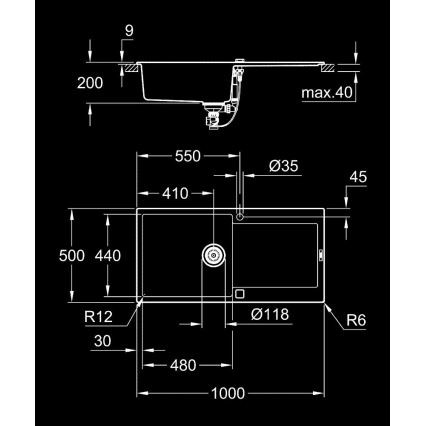 GROHE 31645AP0 - Kompositvask K500 1000 × 500 mm sort