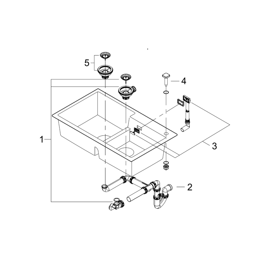 GROHE 31649AP0 - K500 køkkenvask 860 × 500 mm granit/sort