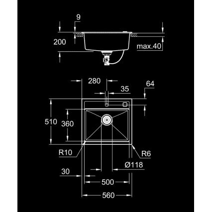 GROHE 31651AP0 - Kompositvask K700 560 × 510 mm sort