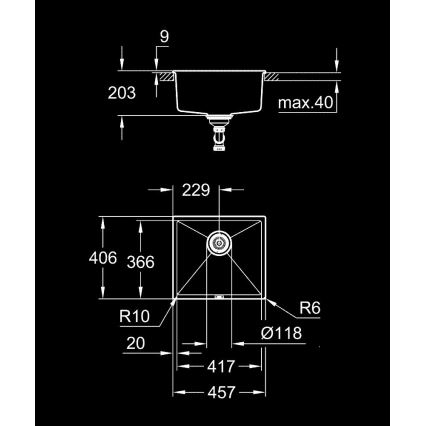GROHE 31653AP0 - Kompositvask K700U 457 × 406 mm sort