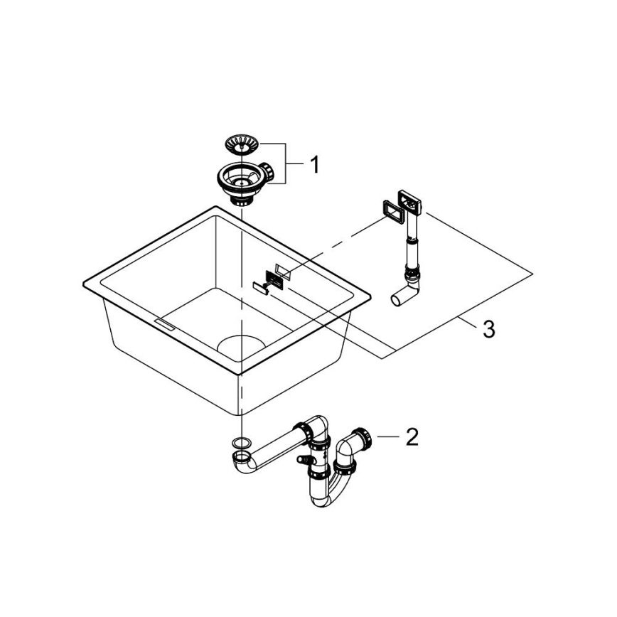 GROHE 31654AP0 - Køkkenvask K700U 533 × 457 mm sort granit/sort