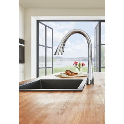 GROHE 31654AP0 - Køkkenvask K700U 533 × 457 mm sort granit/sort