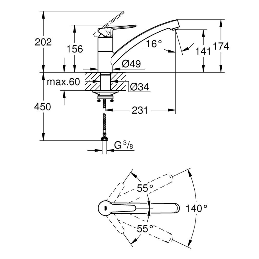 GROHE 31685000 - Køkkenarmatur STARTECO i poleret krom