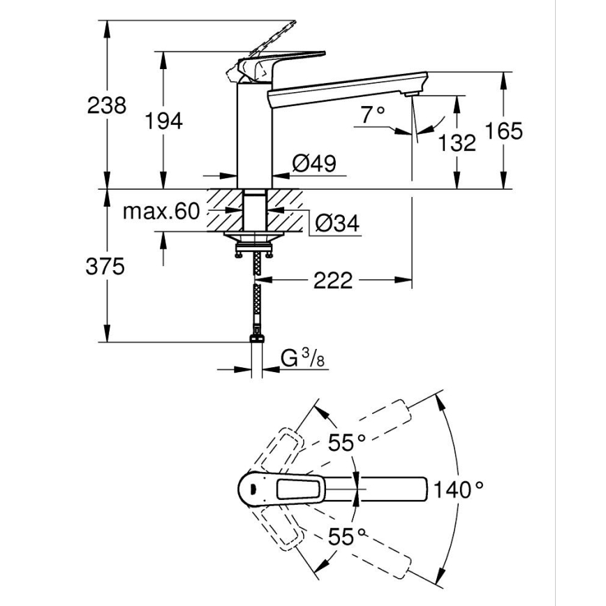 GROHE 31706000 - Køkkenarmatur BAULOOP i blank krom